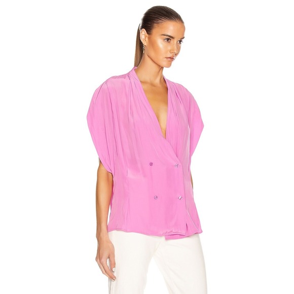 Smythe Yoda Blouse Baby Light Pink Double Breasted Medium‎ Barbiecore Romantic - Picture 2 of 15